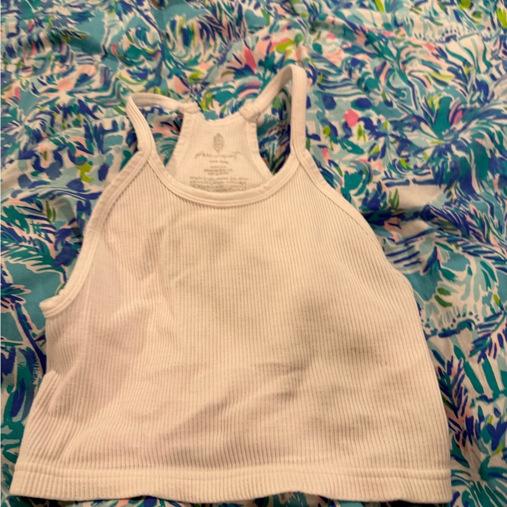 FP Movement by Free People White Ribbed Crop Top